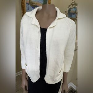 Vintage 1970’s White Cardigan Sweater, approximate size Medium